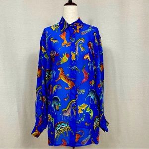 VERSACE Jeans Couture Vintage Animal Print Medusa Logo Buttons Shirt